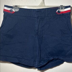 Tommy Hilfiger Dark Blue Women's Shorts with Red and White Accents